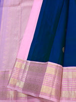 Load image into Gallery viewer, Classic Peacock Blue &amp; Baby Pink 2gm Zari Elegance Kanchipuram Handloom Silk Saree SS28274

