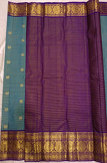 Load image into Gallery viewer, Classic Light Blue &amp; Chocolate 2gm Zari Vaira Oosi Elegance Kanchipuram Handloom Silk Saree SS27628
