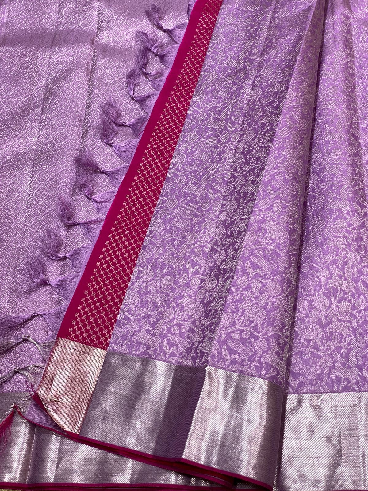 Classic Lavender 2gm Zari Bridal Elegance Kanchipuram Handloom Silk Saree SS23854