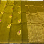 Load image into Gallery viewer, Classic Olive Green 2gm Zari Elegance Kanchipuram Handloom Silk Saree SS27128
