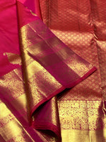 Load image into Gallery viewer, Classic Deep Pinkish Red 2gm Zari Bridal Elegance Kanchipuram Handloom Silk Saree SS24774
