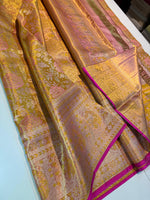 Load image into Gallery viewer, Classic Gold &amp; Pink Bridal Elegance Kanchipuram Handloom Silk Saree SS26893
