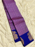 Load image into Gallery viewer, Classic Lavender &amp; Royal Blue 2gm Zari Elegance Kanchipuram Handloom Silk Saree SS24690
