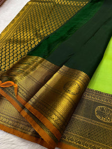 Classic Lime Green 2gm Zari Brocade Bridal Elegance Kanchipuram Handloom Silk Saree SS26399
