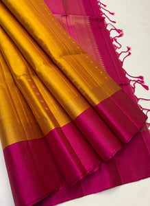 Classic Orange & Deep Pink Elegance Handloom Soft Silk Saree SS25657