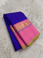 Load image into Gallery viewer, Classic Robin Blue &amp; Baby Pink 2gm Zari Korvai Checks Elegance Kanchipuram Handloom Silk Saree SS27811
