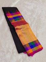 Load image into Gallery viewer, Classic Charcoal Black &amp; Gold Pink 2gm Zari Kanchipuram Handloom Silk Saree SS26366
