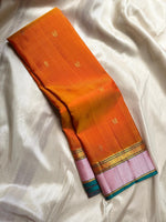 Load image into Gallery viewer, Classic Orange &amp; Pale Pink Elegance Kanchipuram Handloom Silk Saree SS24535
