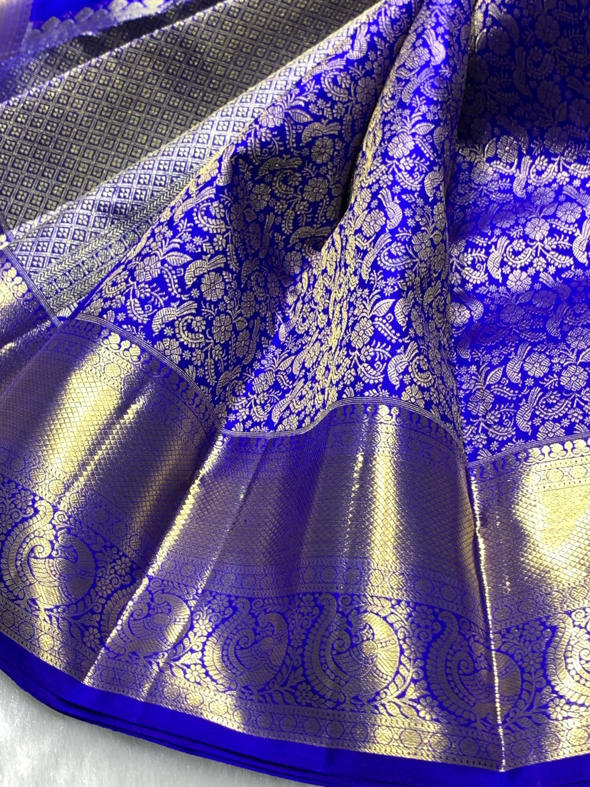 Classic Royal Blue 2gm Zari Bridal Elegance Kanchipuram Handloom Silk Saree SS25981