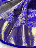 Load image into Gallery viewer, Classic Royal Blue 2gm Zari Bridal Elegance Kanchipuram Handloom Silk Saree SS25981
