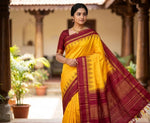Load image into Gallery viewer, Classic Golden Yellow &amp; Reddish Maroon 2gm Zari Elegance Kanchipuram Handloom Silk Saree SS27562
