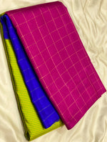 Load image into Gallery viewer, Classic Tricolour Spring Green Pink &amp; Blue Elegance Kanchipuram Handloom Silk Saree SS27166
