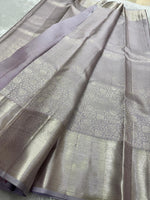 Load image into Gallery viewer, Classic Smoky Grey Tint Bridal Elegance Kanchipuram Handloom Silk Saree SS23697
