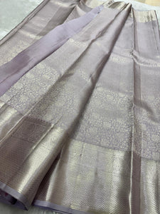 Classic Smoky Grey Tint Bridal Elegance Kanchipuram Handloom Silk Saree SS23697