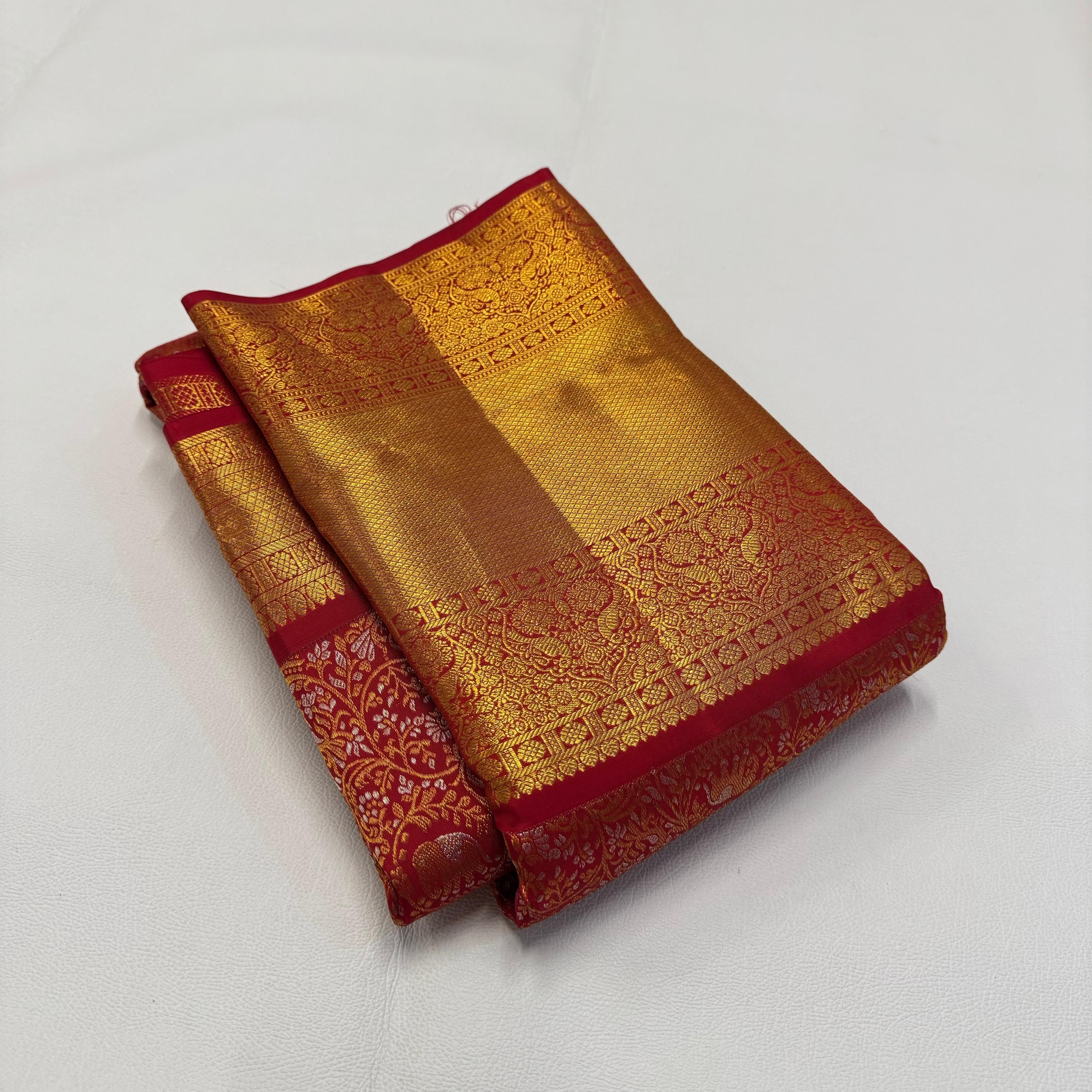 Classic Burnt Orange 2gm Zari Elegance Kanchipuram Handloom Silk Saree SS24141