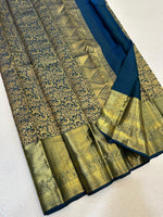 Load image into Gallery viewer, Prussian Blue Elegance Kanchipuram Handloom Silk Saree SS24692
