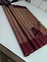 Load image into Gallery viewer, Classic Berry Plum &amp; Cocoa Brown 2gm Zari Bridal Elegance Kanchipuram Handloom Silk Saree SS27538
