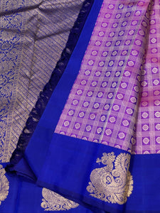 Classic Lavender & Royal Blue 2gm Zari Elegance Kanchipuram Handloom Silk Saree SS24690