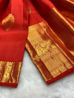 Load image into Gallery viewer, Classic Orange Elegance Kanchipuram Handloom Silk Saree SS25433
