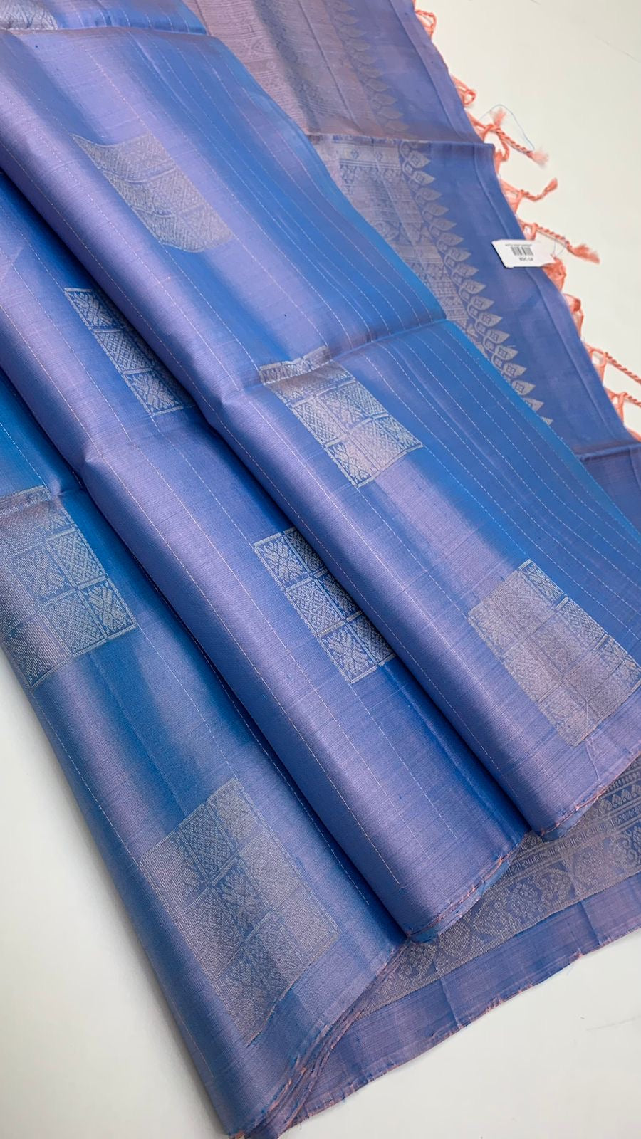 Smoky Blue Elegance Handloom Soft Silk Saree SS23255