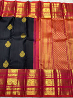 Load image into Gallery viewer, Classic Charcoal Black &amp; Brick Reddish Pink 2gm Zari Kanchipuram Handloom Silk Saree SS25825
