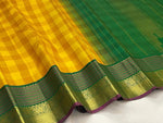 Load image into Gallery viewer, Classic Mango Yellow &amp; Forest Green 1gm Zari Korvai Bridal Elegance Kanchipuram Handloom Silk Saree SS28213
