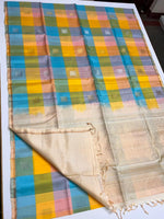 Load image into Gallery viewer, Classic Blue &amp; Yellow Double Warp Elegance Handloom Soft Silk Saree SS28456
