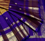 Load image into Gallery viewer, Classic Golden Mustard &amp; Bluish Violet Elegance Kanchipuram Handloom Silk Saree SS28104
