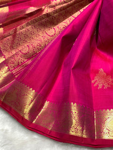 Classic Pinkish Magenta Elegance Kanchipuram Handloom Silk Saree SS25434