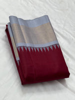 Load image into Gallery viewer, Classic Maroon &amp; Pale Grey 2gm Zari Elegance Kanchipuram Silk Saree SS23934
