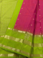 Load image into Gallery viewer, Classic Creamy Pink &amp; Lime Green Elegance Kanchipuram Handloom Silk Saree SS28632
