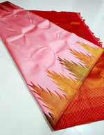 Load image into Gallery viewer, Classic Scarlet Rose &amp; Chilli Red 2gm Zari Temple Border Elegance Kanchipuram Handloom Silk Saree SS28297
