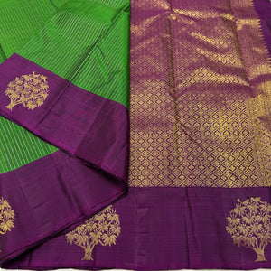 Classic Green & Vadamalli 2gm Zari Kanchipuram Handloom Silk Saree SS26297