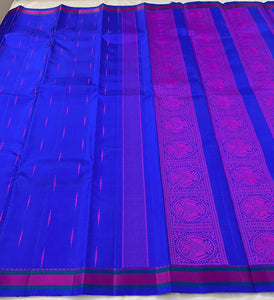 Classic Royal Blue 2gm Zari Kanchipuram Handloom Silk Saree SS25575