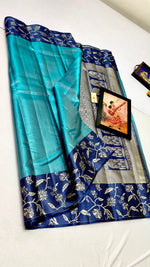 Load image into Gallery viewer, Classic Sky Blue &amp; Navy Blue Banarasi Elegance Kanchipuram Handloom Silk Saree SS27944
