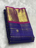 Load image into Gallery viewer, Classic Navy Blue &amp; Dark Wine Pink 2gm Zari Kanchipuram Handloom Silk Saree SS25990
