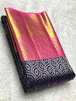 Load image into Gallery viewer, Classic Navy Blue &amp; Fuchsia Pink 2gm Zari Bridal Elegance Kanchipuram Handloom Silk Saree SS25833
