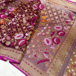 Load image into Gallery viewer, Classic Coffee Brown Banarasi Ektara Kora Silk Tilfi Jamdhani Motifs Elegance Handloom Silk Saree SS28647
