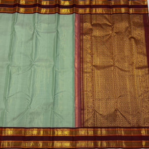 Classic Fern Green & Maroon Korvai Vaira Oosi 2gm Zari Kanchipuram Handloom Silk Saree SS26056