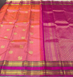 Load image into Gallery viewer, Classic Peach &amp; Fuchsia Pink 2gm Zari Kanchipuram Handloom Silk Saree SS26189
