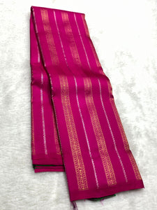 Classic Deep Pink & Green 2gm Zari Kanchipuram Handloom Silk Saree SS25850