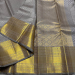 Load image into Gallery viewer, Classic Pastel Grey Korvai Zari 1gm Zari Bridal Elegance Kanchipuram Handloom Silk Saree SS26059

