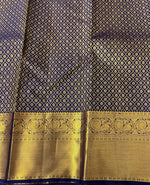 Load image into Gallery viewer, Classic Butter Cream &amp; Navy Blue 2gm Zari Bridal Elegance Kanchipuram Handloom Silk Saree SS24132
