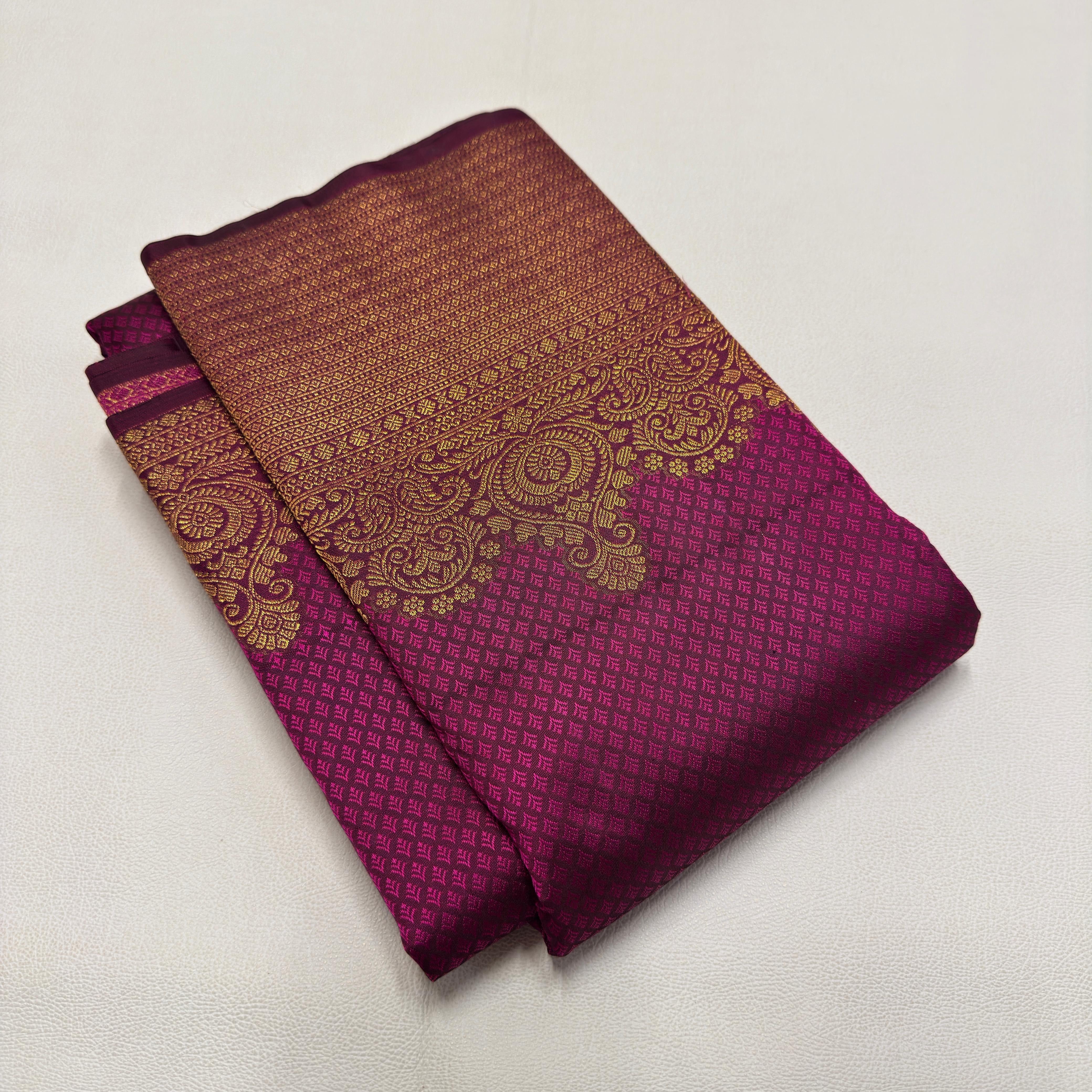 Classic Deep Pink 2gm Zari Temple Bridal Elegance Kanchipuram Handloom Silk Saree SS26582