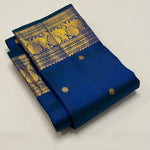 Load image into Gallery viewer, Classic Dark Spanish Blue Elegance Kanchipuram Handloom Silk Saree SS28576
