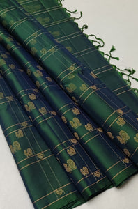 Classic Peacock Green Elegance Handloom Soft Silk Saree SS25876