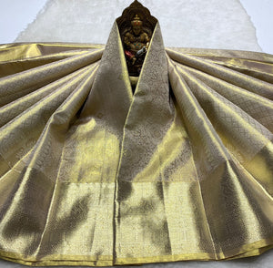 Pastel Olive Green 2gm Zari Bridal Elegance Kanchipuram Handloom Silk Saree SS25282