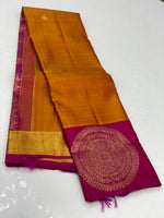 Load image into Gallery viewer, Classic Golden Orange &amp; Deep Pink 1gm Zari Elegance Kanjivaram Handloom Silk Saree SS22949
