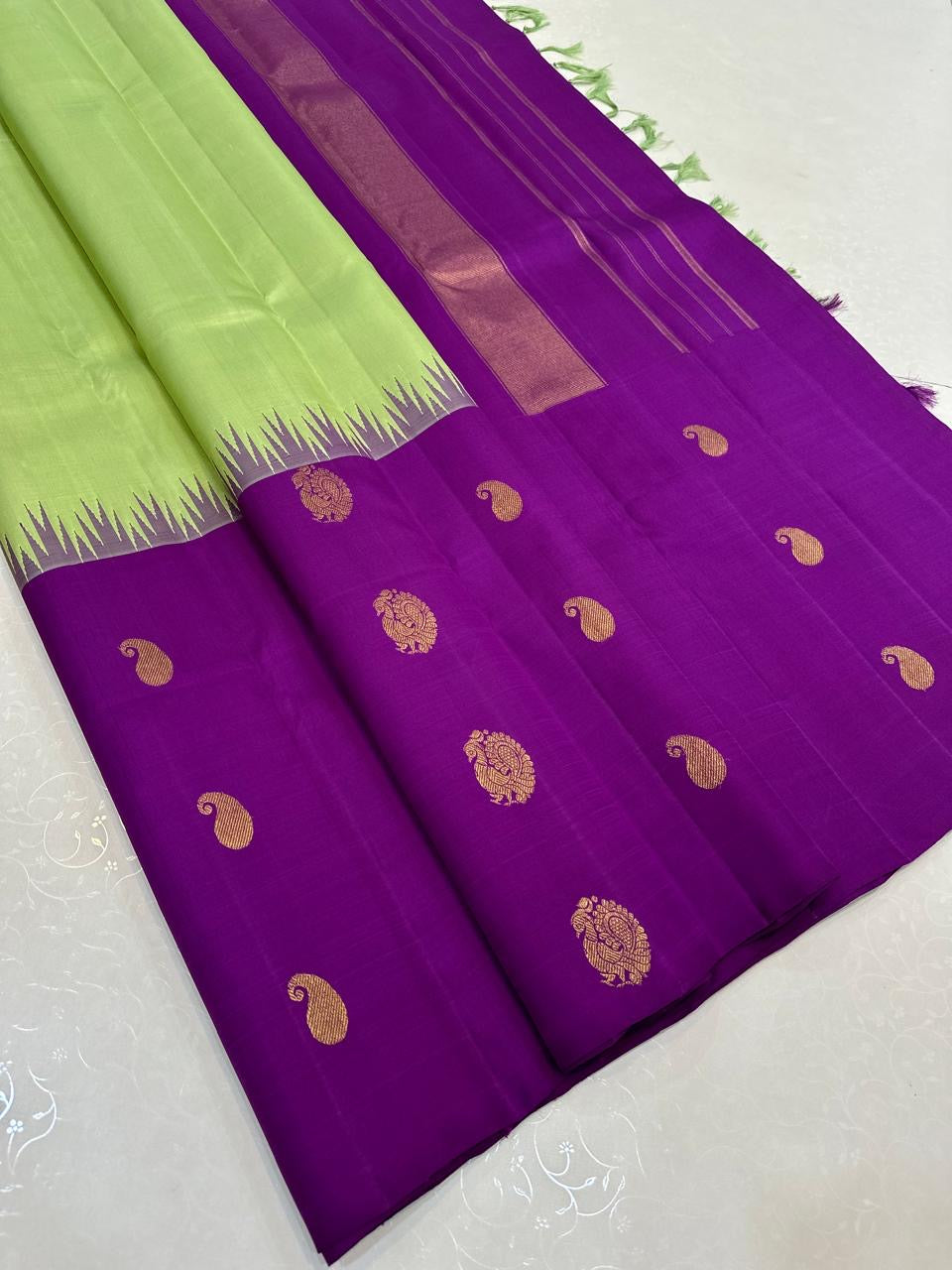 Classic Light Green & Vadamalli Kanchipuram Handloom Silk Saree SS26330