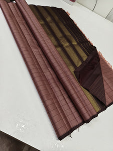 Classic Cocoa & Coffee Brown 2gm Zari Elegance Kanchipuram Handloom Silk Saree SS24854